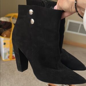 Black Suede Ankle Boots with Chunky Heel